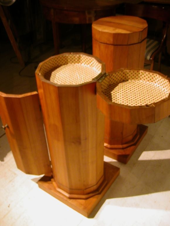 Pair Of Italian Fruitwood Pedestal Cabinets