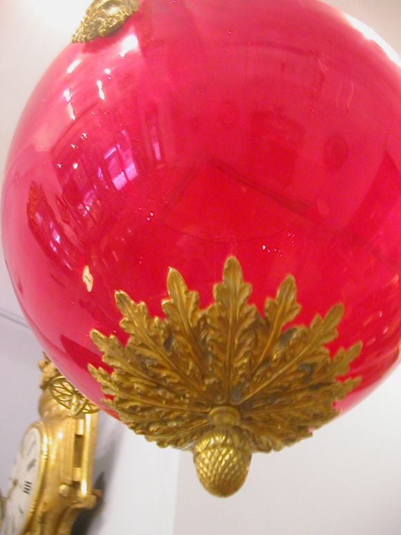 Russian 4-lights Chandelier With Ruby Glass