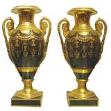 Pair Of Paris Empire Porcelain Urn
