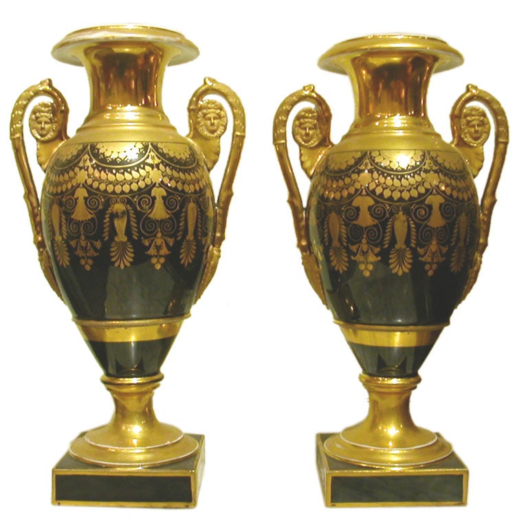 Pair Of Paris Empire Porcelain Urn For Sale