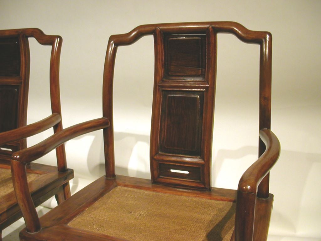 Pair Of Chinese 19th Century Elm Armchairs For Sale 1