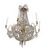 Baltic 19th Century Giltwood Crystal 6-lights Chandelier