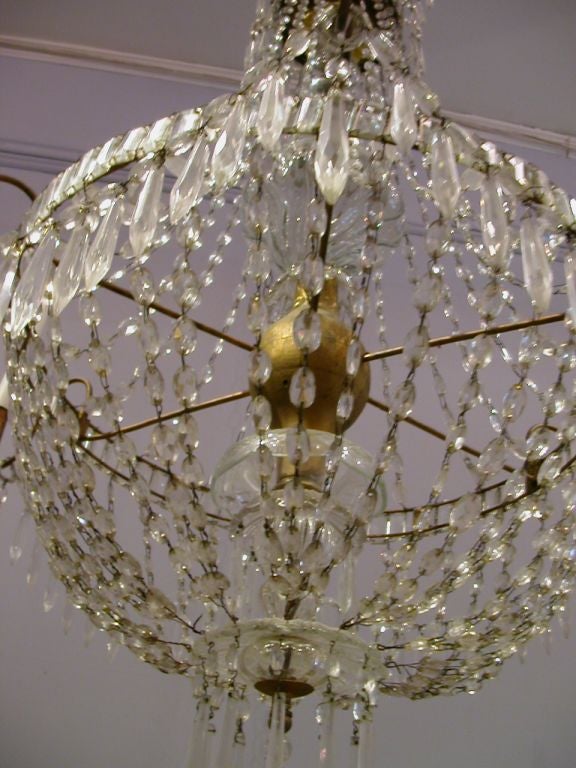 Baltic 19th Century Giltwood Crystal 6-lights Chandelier