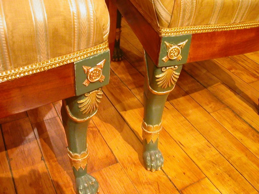 Set of four Neoclassical Painted and gilt Russian chairs