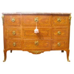 Transitional Tulipwood Rosewood 
Parquetry Commode