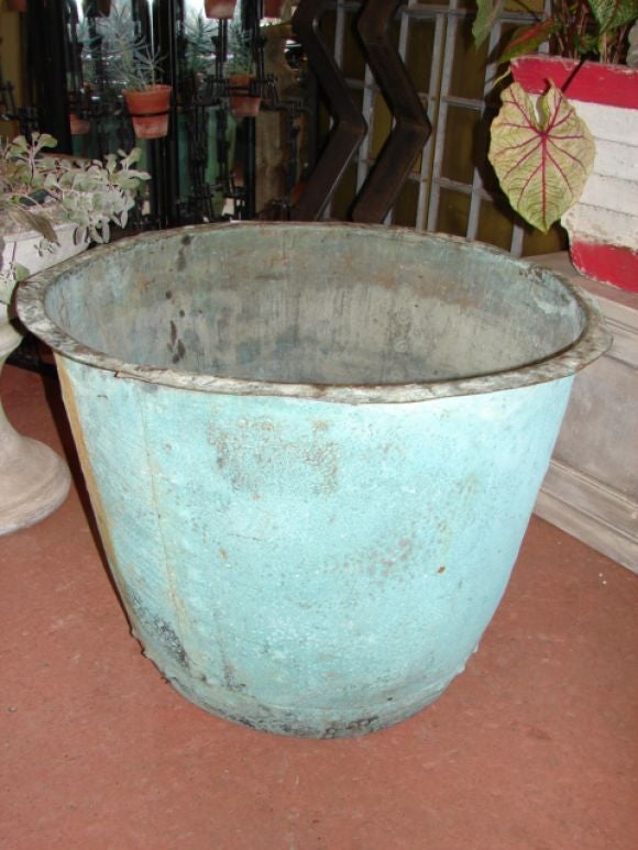 Vertigreed copper studded pot at 1stdibs