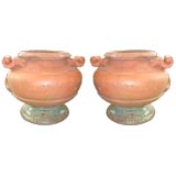 PAIR of large terracotta urns