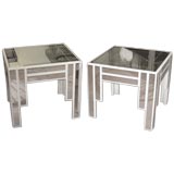 Pair of mirrored side tables by James Mont
