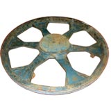 Antique Large blue painted cog coffee table