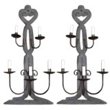 Pair of iron strap hinge sconces