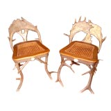 Pair of antler chairs