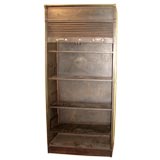 Antique Steel bookcase with tambour screen front