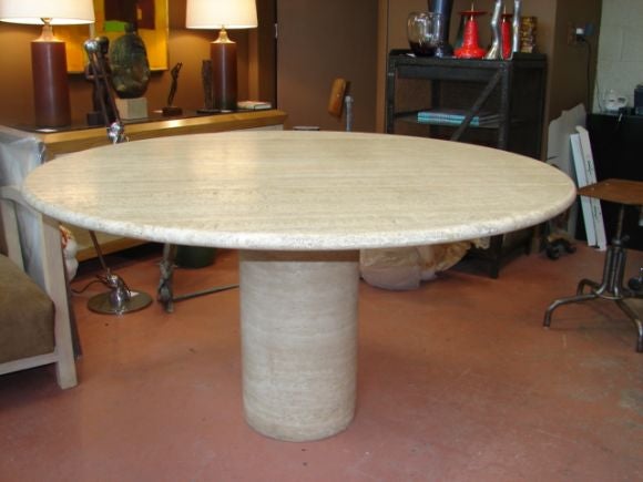 Round travertine marble dining table