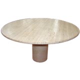 Round travertine marble dining table