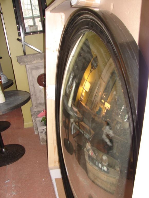 Wood Large scale round convex mirror