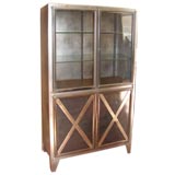 PAIR of steel and glass bookcases