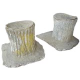 Pair of Faux Bois tree trunk garden seats