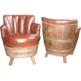 Vintage Pair of "Barrel" Barrel Chairs