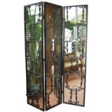 Art Deco 3-panel mirrored screen