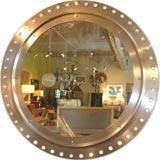 Large industrial steel circle cutouts mirror