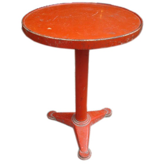 PAIR of red bistro tables