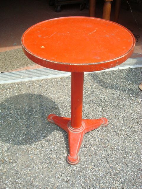 French PAIR of red bistro tables