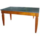 Vintage PAIR of fruitwood and black marble tables