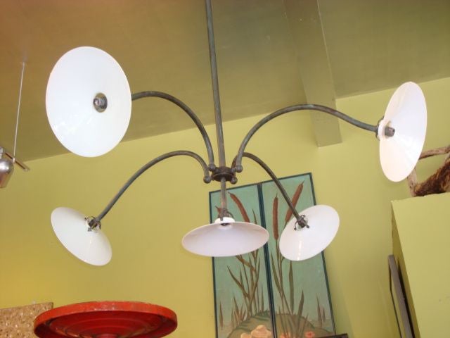 Copper and milk glass light fixture