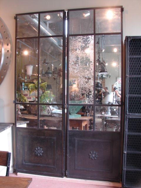 Mirrored iron panel doors