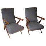 Vintage Pair of 1950's Italian rachet armchairs