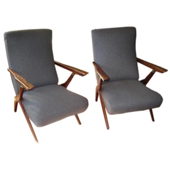 Pair of 1950
s Italian rachet armchairs
