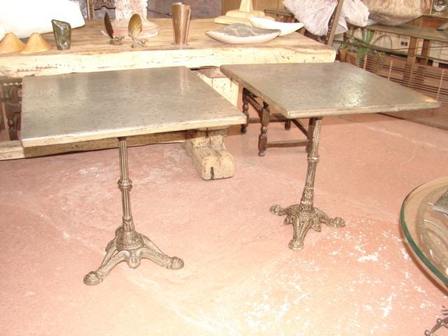 Pair of  zinc top bistro tables