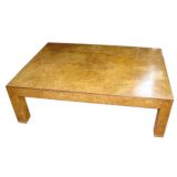 Burled wood modernist coffee table