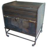 Antique Steel roll top filing cabinet on castors