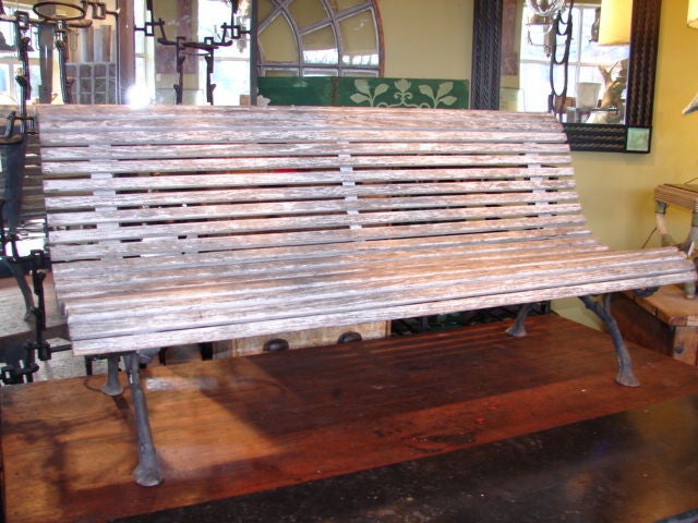 Slatted wood garden bench