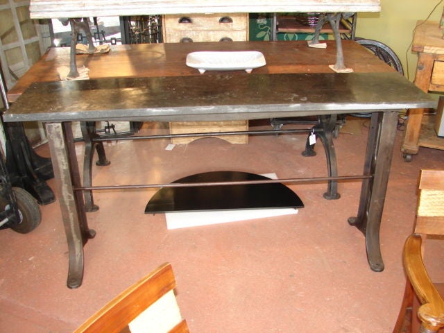 20th Century Cast iron and bluestone console table