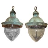 Antique Pair of Large Vertigree Copper lanterns
