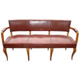 Red leather settee