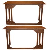 Pair of French industrial console tables