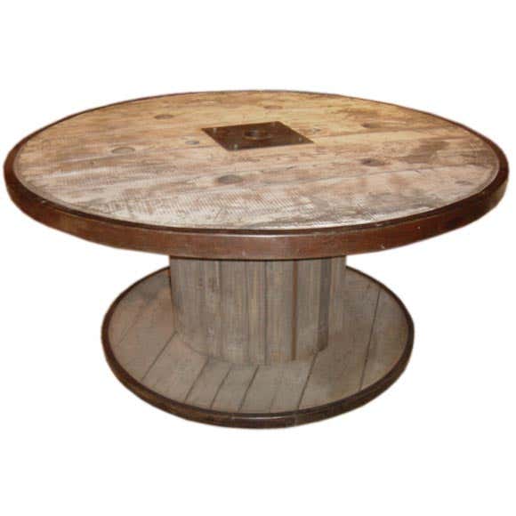 Large Industrial spool table at 1stDibs | industrial wooden spools for sale