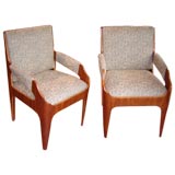 Used Pair of Mahogany wood arm chairs from the SS Canberra