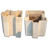 Vintage Pair of French modernist jigsaw puzzle piece planters