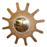 Wooden industrial starburst mirror
