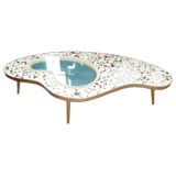 Free form mosaic coffee table w/ kidney shaped pool insert