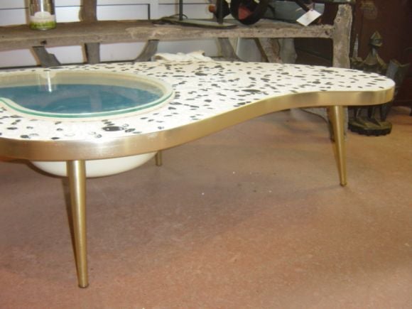 American Free form mosaic coffee table w/ kidney shaped pool insert