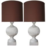 Pair of Glazed Terracotta Lamps