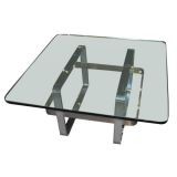 Chrome & Brass Base Coffee Table