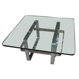 Chrome & Brass Base Coffee Table