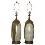 Pair of Large Pottery Lamps