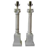 Pair of Marble Column Lamps